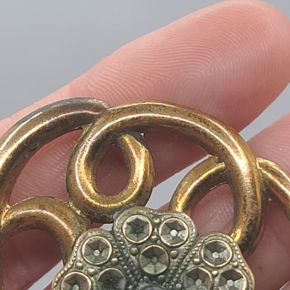 Vintage Flower Brooch Gold Tone Blue - Picture 5 of 11